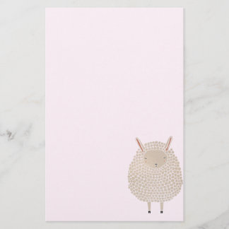White Dots Round Sleeping Sheep Stationery