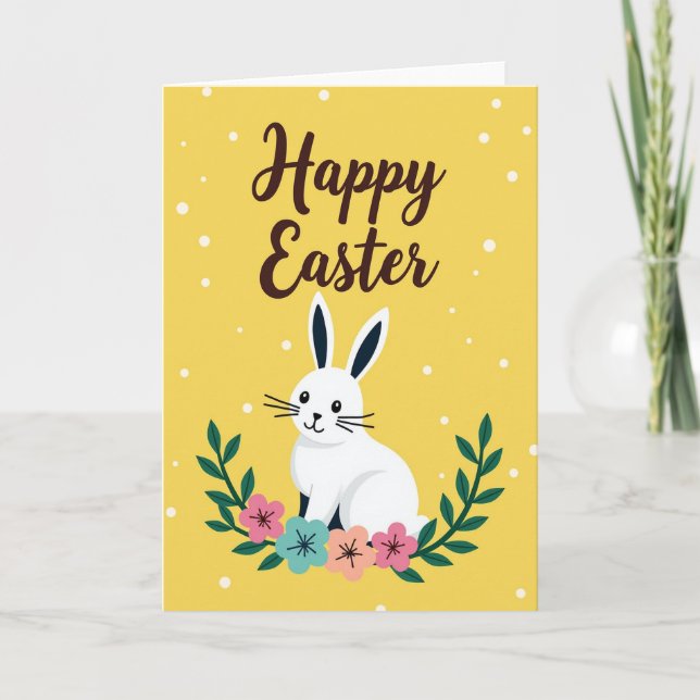 White Dots Spring Rabbit Card (Front)