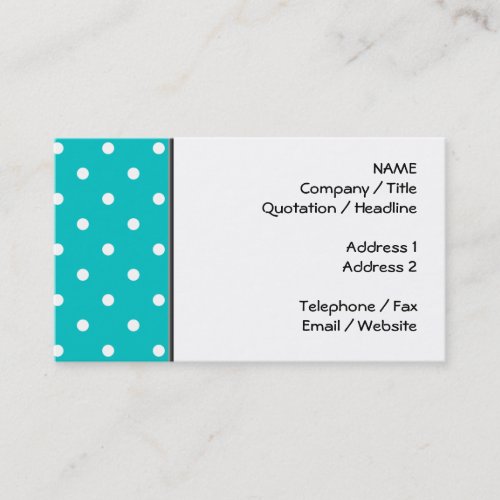 White dots, Teal Polka Dot Pattern. Business Card Templates