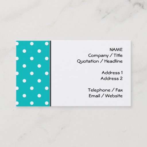 Customizable White dots, Teal Polka Dot Pattern. Business Card Templates
