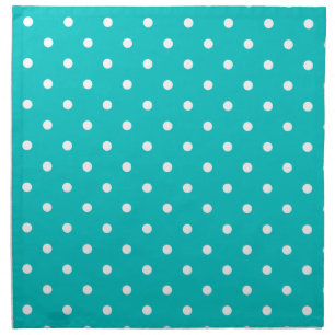 White dots, Teal Polka Dot Pattern. Cloth Napkin