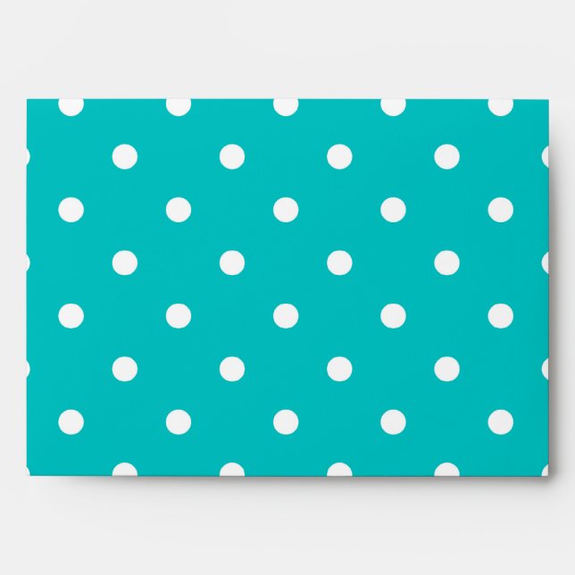 White dots, Teal Polka Dot Pattern. Envelope (Front)