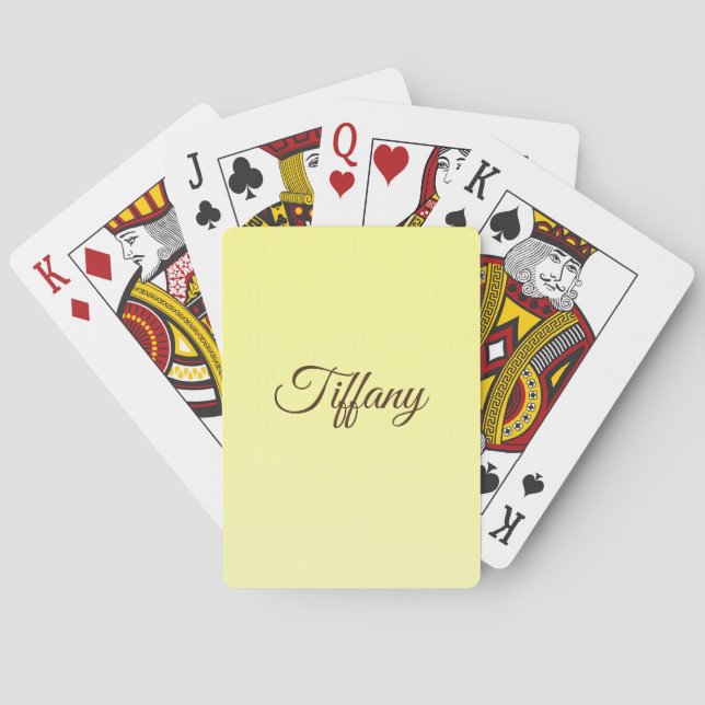 White dots yellow pattern monogram poker cards (Back)
