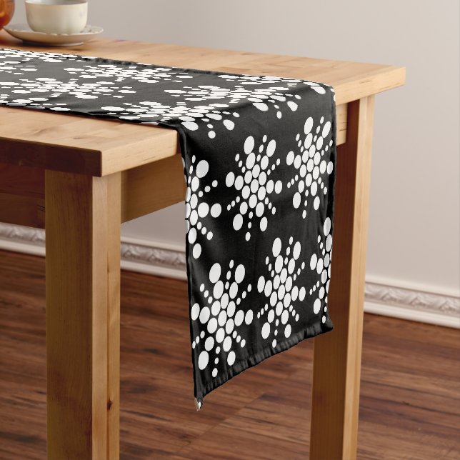 White dotted stars on black short table runner (In Situ)