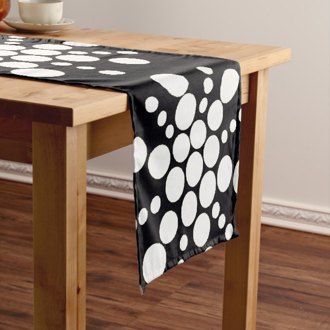 White dotted stars on black short table runner (In Situ)