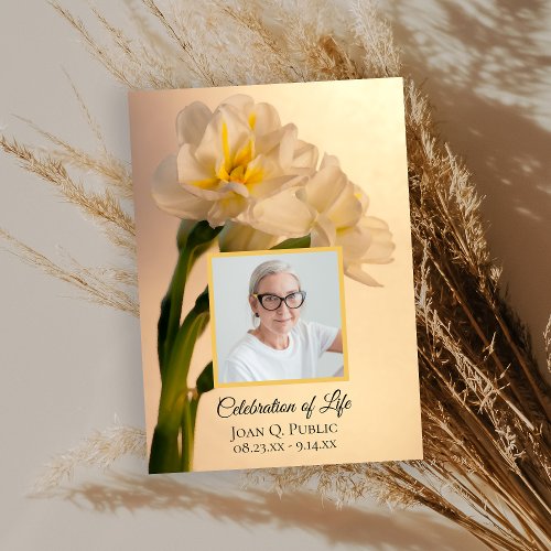 White Double Daffodil Flowers Celebration of Life Invitation