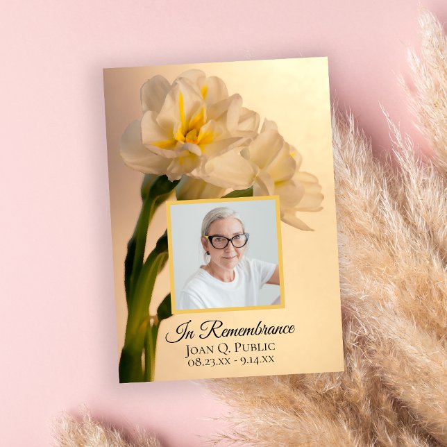 White Double Daffodil Flowers Death Anniversary Invitation (Creator Uploaded)