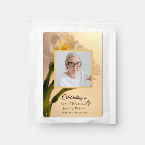 White Double Daffodil Flowers Funeral Favor Tea Bag Drink Mix