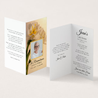 White Double Daffodil Flowers Funeral Prayer  Business Card