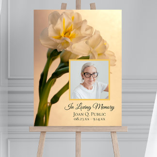 White Double Daffodils Celebration of Life Funeral Foam Board