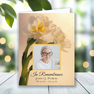 White Double Daffodils Funeral Sympathy Letterpress Thank You Card