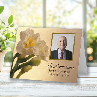 White Double Daffodils Funeral Sympathy Thank You Card