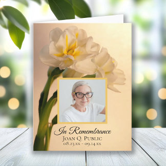 White Double Daffodils Funeral Sympathy Thank You Card