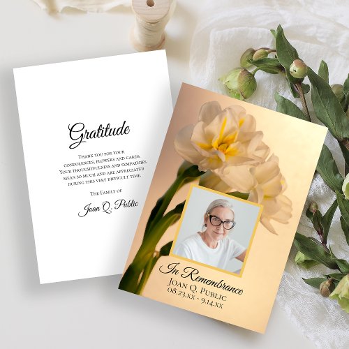 White Double Daffodils Funeral Sympathy Thank You Card