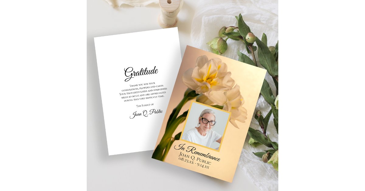 White Double Daffodils Funeral Sympathy Thank You Card | Zazzle