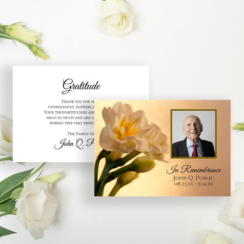 White Double Daffodils Funeral Sympathy Thank You Card