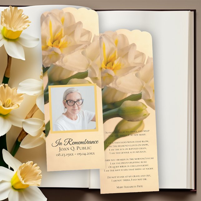 White Double Daffodils Spring Funeral Prayer Card Bookmarks (Creator Uploaded)