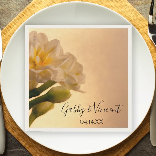 White Double Daffodils Spring Wedding Napkins