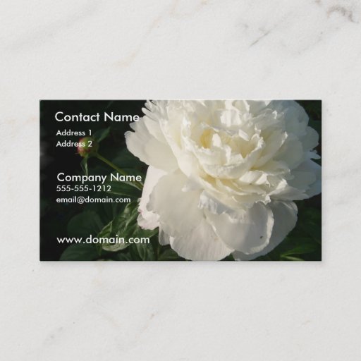 Customizable White Double Peony Business Card