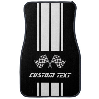White Double Race 🏎 Stripes - Flag | Personalize Car Floor Mat
