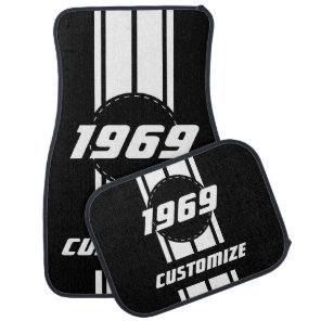 White Double Race Stripes | Personalize Car Floor Mat