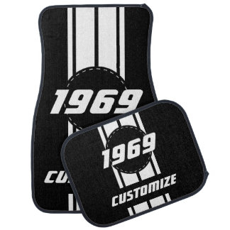 White Double Race Stripes | Personalize Car Floor Mat