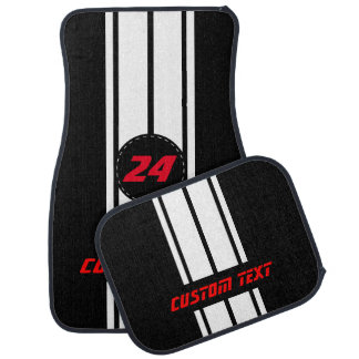 White Double Race Stripes | Personalize Car Mat