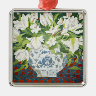 White double tulips and alstroemerias 2013 metal ornament