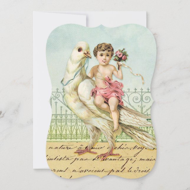 White Dove and Cherub Baby Shower 2 Invitation (Front)