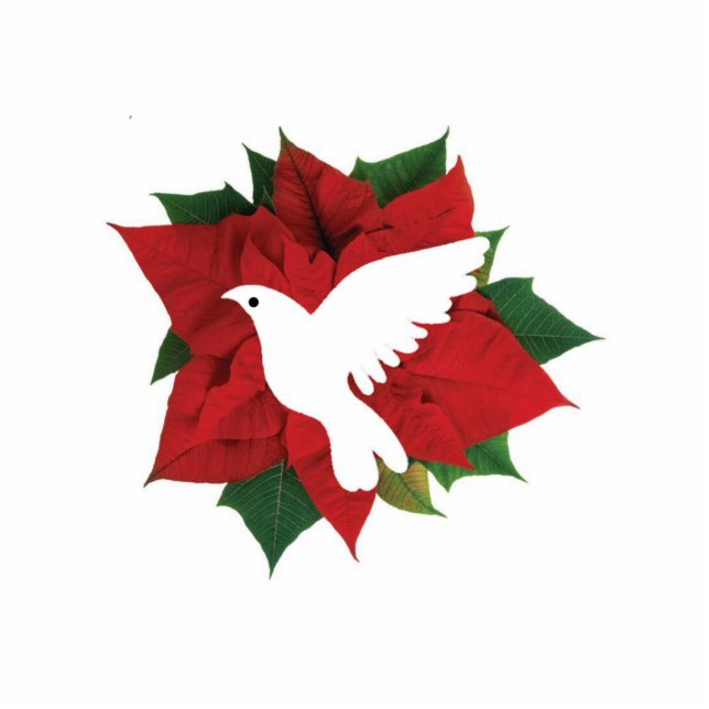 White Dove And Poinsettia Cutout (Front)