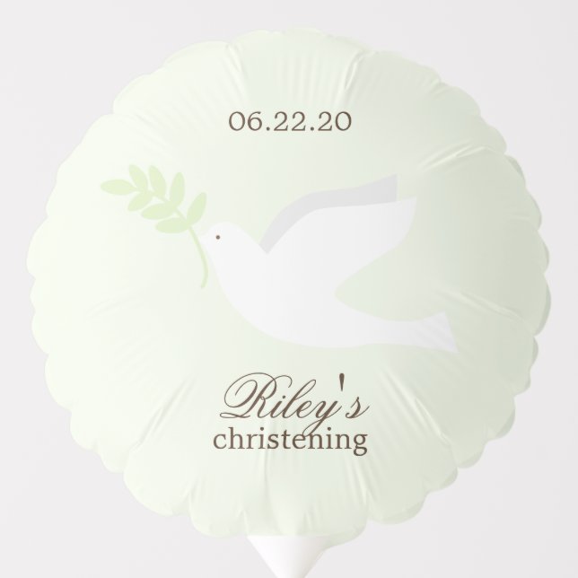 White Dove Baby Christening Personalized Balloon (Front)
