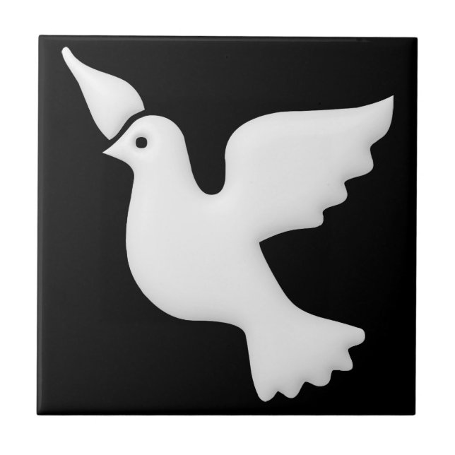 White Dove Belight Facing Left Ceramic Tile (Front)