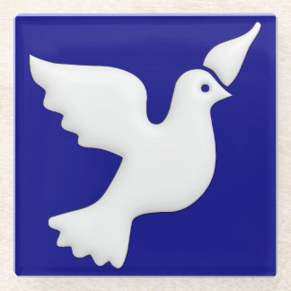 White Dove Belight Facing Right Glass Coaster