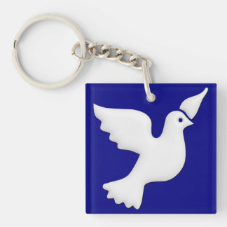White Dove Belight Facing Right Keychain