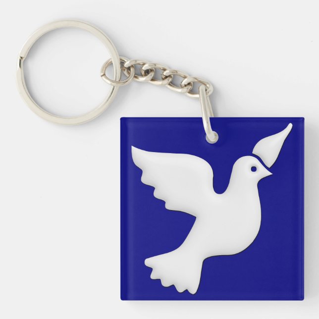 White Dove Belight Facing Right Keychain (Front)