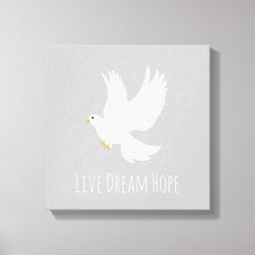 White dove bird on grey canvas print