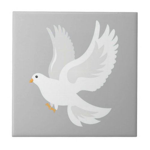 White dove bird on grey ceramic tile
