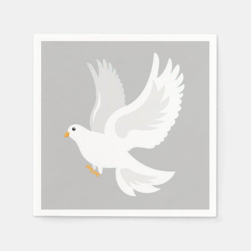 White dove bird on grey napkins