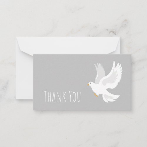 White dove bird on grey note card