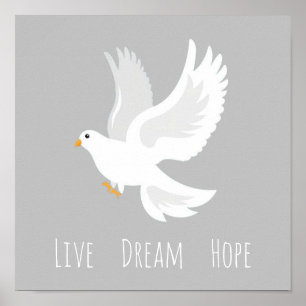 White dove bird on grey poster