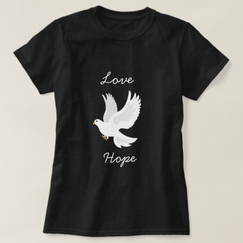 White dove bird on grey T_Shirt