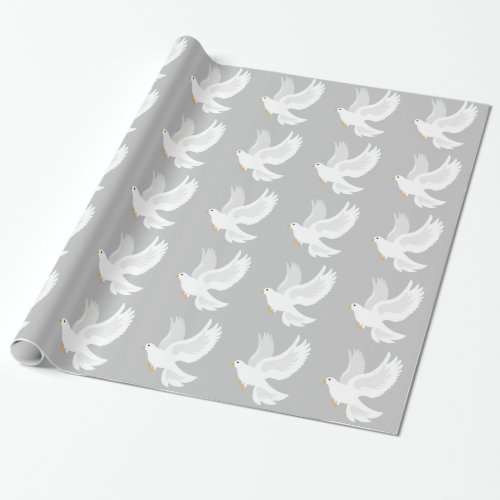 White dove bird on grey wrapping paper