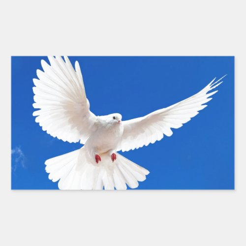White Dove Bird Peace Love Flying Sky Rectangular Sticker