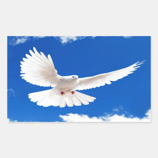 White Dove Bird Peace Love Flying Sky Rectangular Sticker