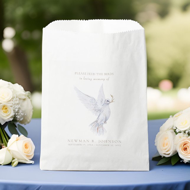 White Dove Bird Seed Packet Funeral Memorial Favor Bag (Creator Uploaded)