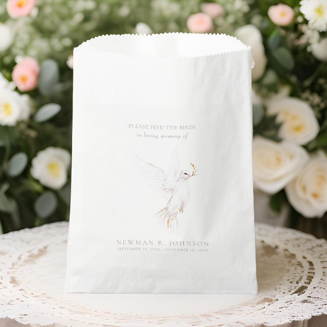 White Dove Bird Seed Packet Funeral Memorial Favor Bag (Creator Uploaded)