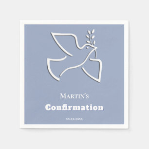 white dove blue background Confirmation  Napkins