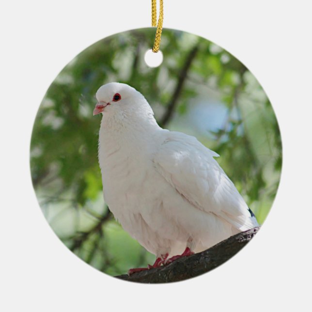White dove ceramic ornament (Front)