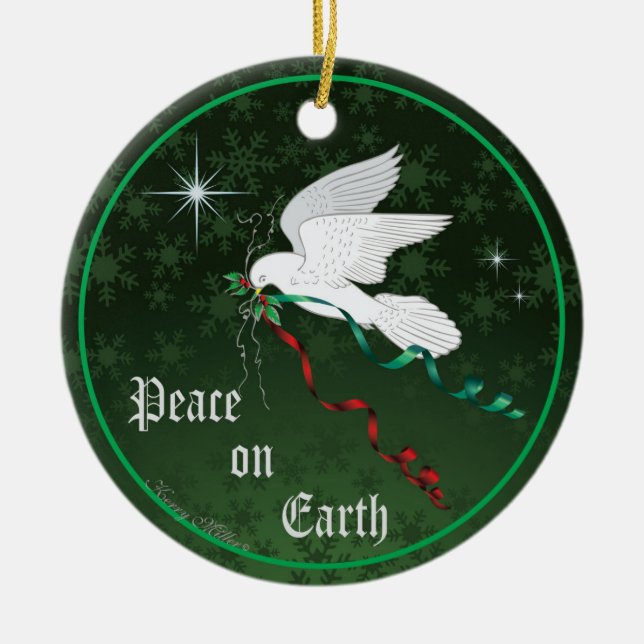 White Dove Ceramic Ornament (Front)