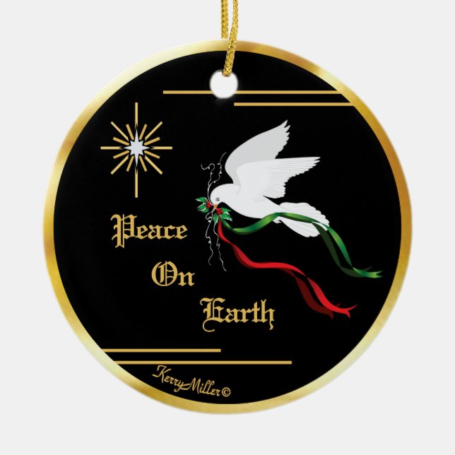 White Dove Ceramic Ornament (Front)